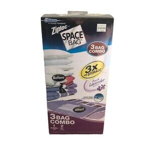 Ziploc Space Bag 3 Bag Combo 1 Jumbo & 2 XL Lavender Storage Zipper Airtight New